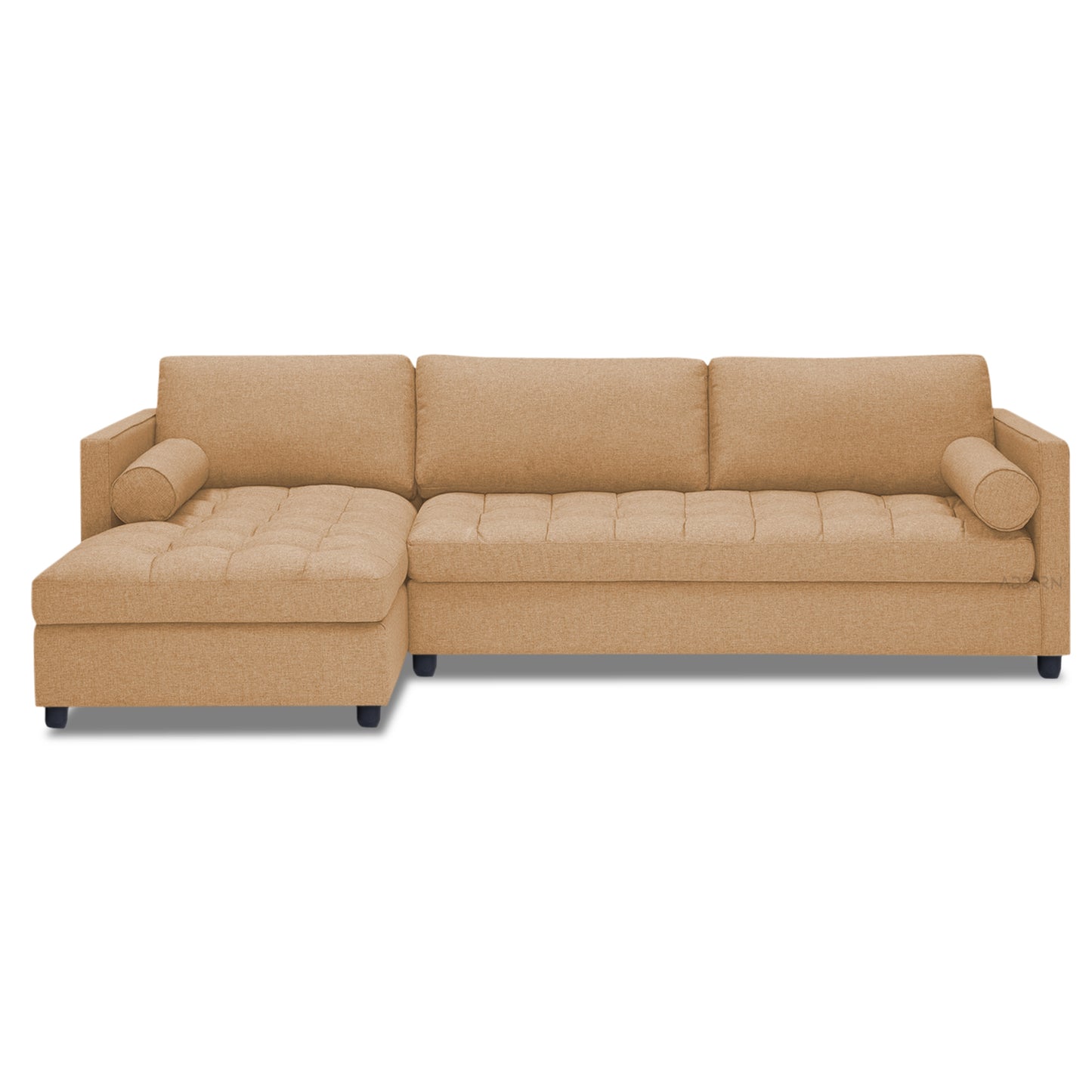 Adorn India Alexander L Shape 7 Seater Sofa Set with Ottoman Puffy LHS (Beige) (3 Year Warranty)