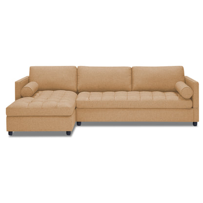 Adorn India Alexander L Shape 7 Seater Sofa Set with Ottoman Puffy LHS (Beige) (3 Year Warranty)