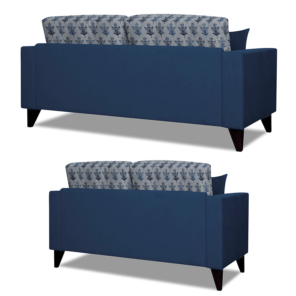 Adorn India Parker Leaf 3+2 5 Seater Sofa Set (Blue) Martin Plus (3 Year Warranty)