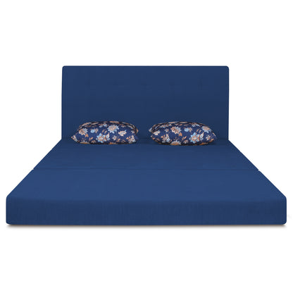 Adorn India Easy Highback Three Seater Sofa Cum Bed Floral 6' x 6' (Blue) (1 Year Warranty)