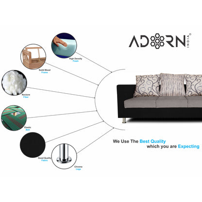 Adorn India Dexter Sofa Set 3-1-1 digitel Print (Grey & Black)