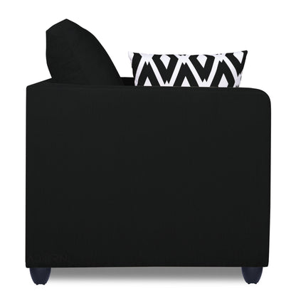 Adorn India Zink Straight Line 3-1-1 5 Seater Sofa Set (Wood & Fabric, Black)