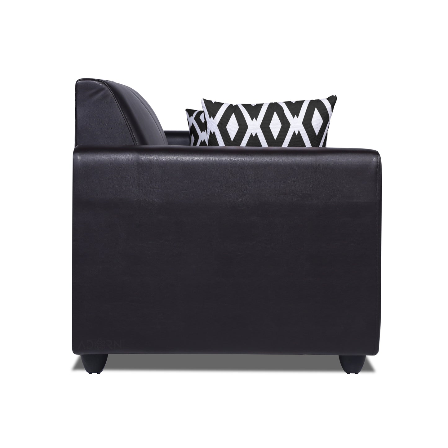 Adorn India Monteno Leatherette 3 Seater Sofa (Black) (3 Year Warranty)