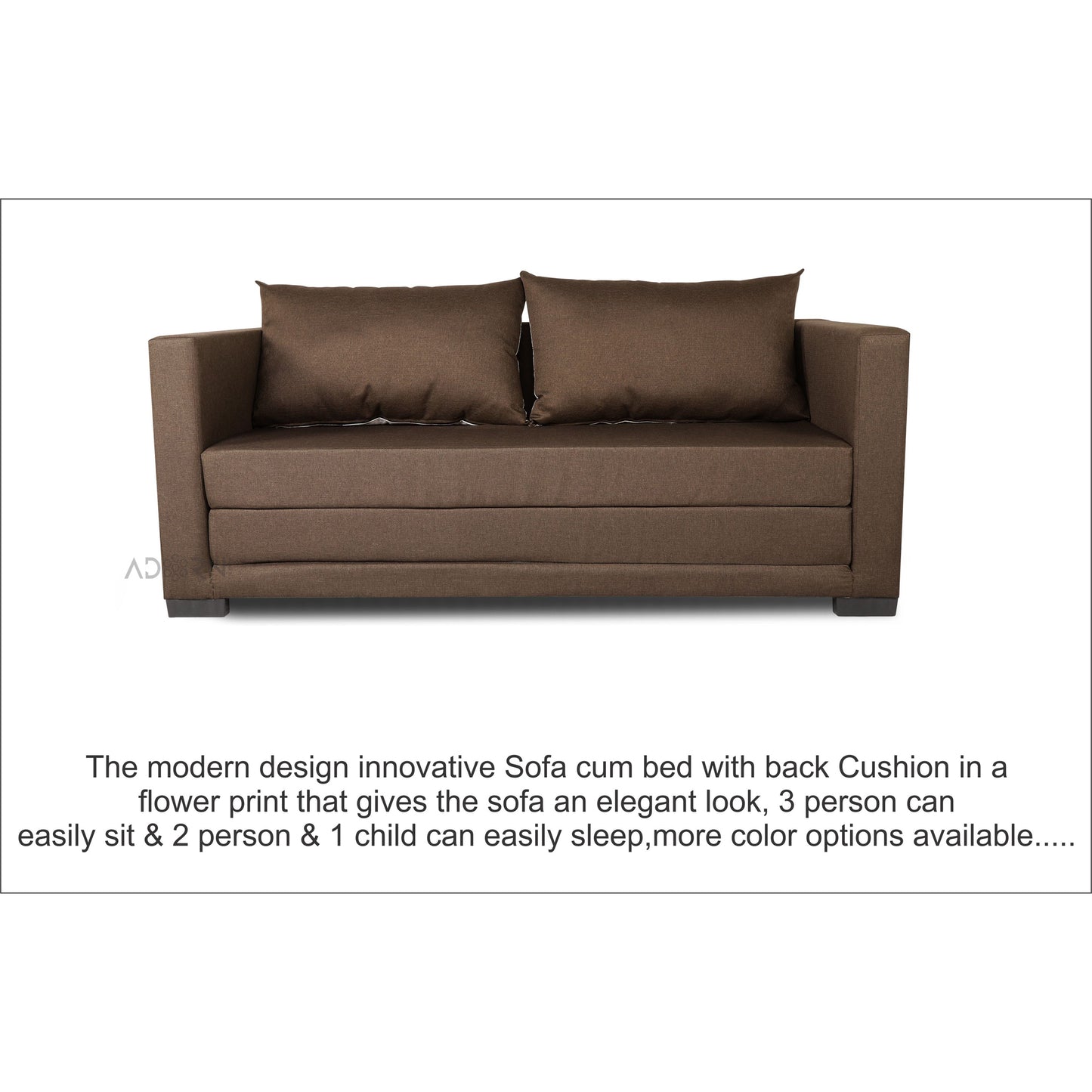 Adorn India Straight line 3 Seater Sofa Cum Bed (Brown)