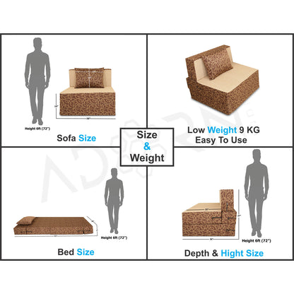 Adorn India Easy 2 Seater Sofa Cum Bed (Brown & Beige) (3 x 6) (1 Year Warranty)