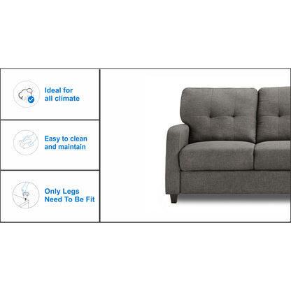 Adorn India foam Astor 3+1+1 5 Seater Sofa Set (Grey)