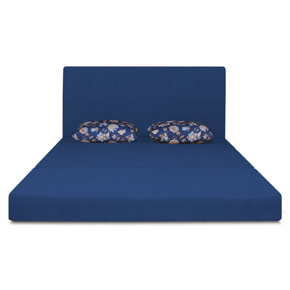 Adorn India Easy Highback Two Seater Sofa Cum Bed Floral 4' x 6' (Blue) (1 Year Warranty)