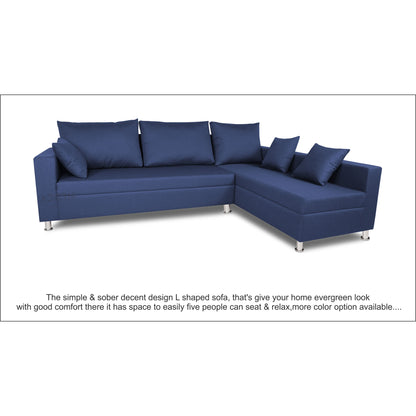 Adorn India Straight line L Shape Sofa (Blue)