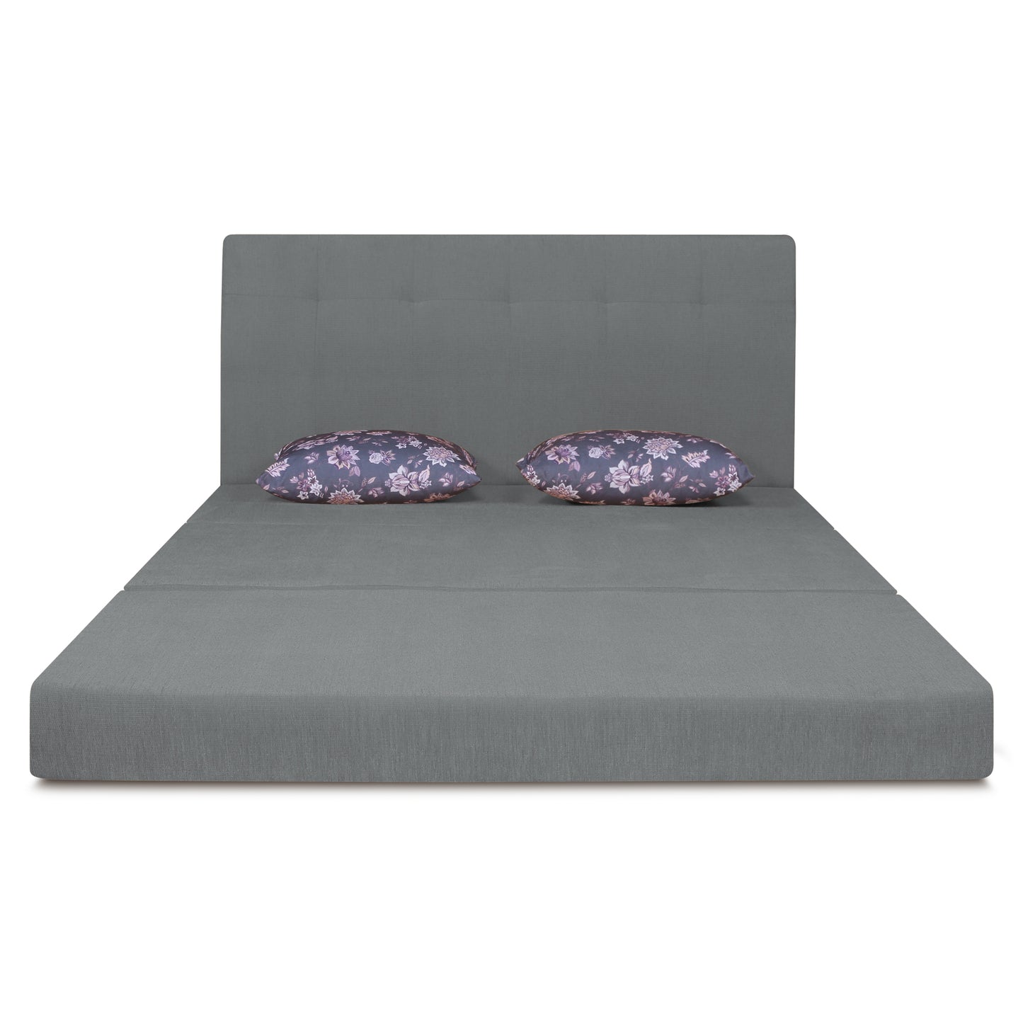 Adorn India Easy Highback Three Seater Sofa Cum Bed Floral 6' x 6' (Grey) (1 Year Warranty)