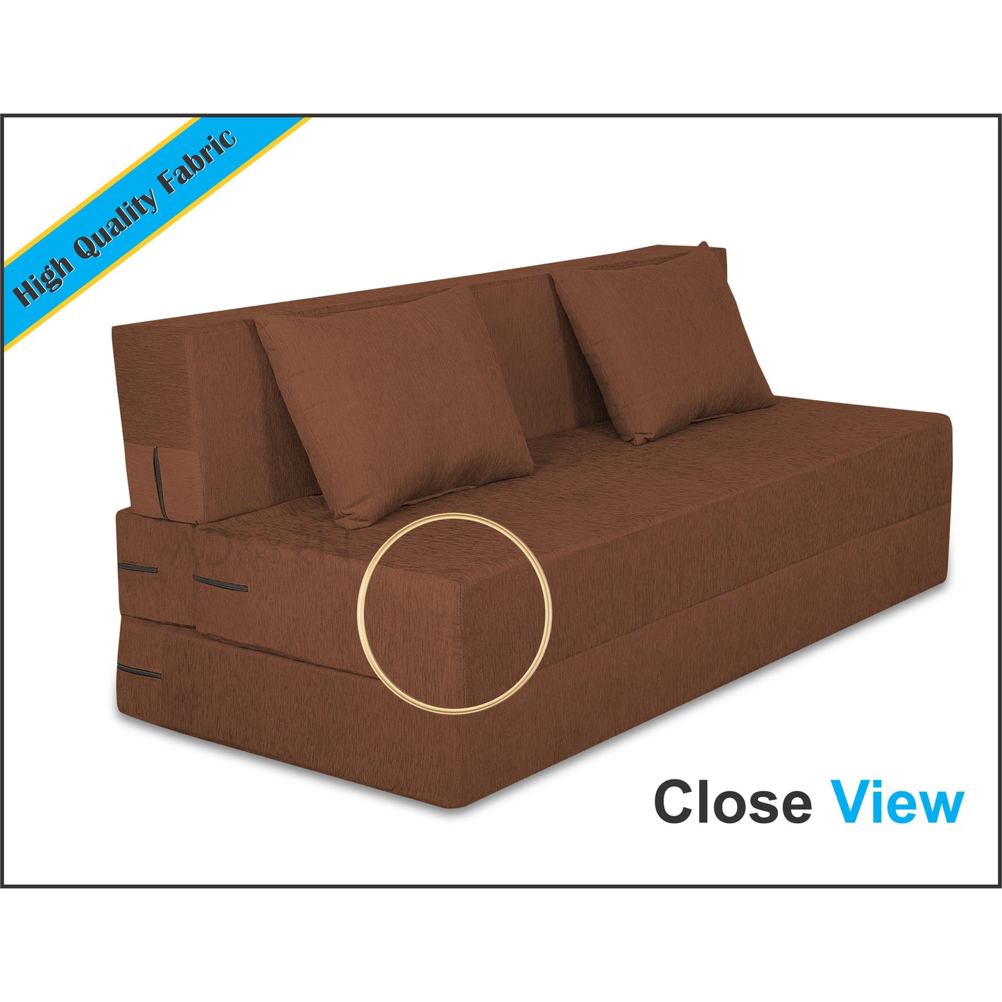 Adorn India Easy 4 Seater Sofa Cum Bed Alyn 6'x 6' (Brown) (1 Year Warranty)