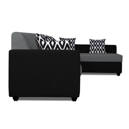 Adorn India Rio Highback L Shape 5 Seater coner Sofa Set (Grey & Black)(3 Year Warranty)