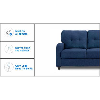 Adorn India Astor 3 Seater Sofa (Blue) (3 Year Warranty)