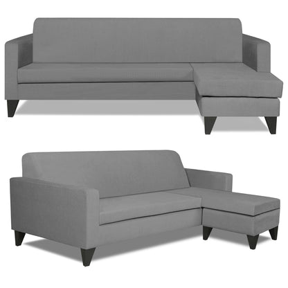 Adorn India Aladra L Shape Decent 5 Seater Sofa Set RHS (Grey) (3 Year Warranty)