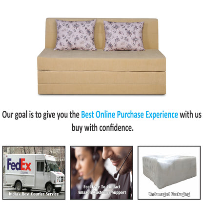 Adorn India Easy Highback Two Seater Sofa Cum Bed Floral 4' x 6' (Beige) (1 Year Warranty)