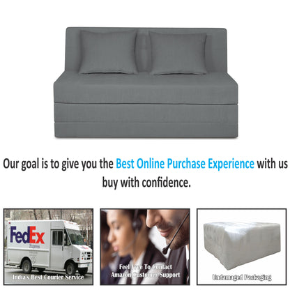 Adorn India Easy Highback Two Seater Sofa Cum Bed Decent 4' x 6' (Grey) (1 Year Warranty)