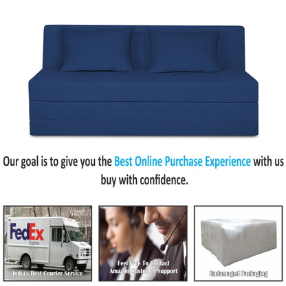 Adorn India Easy Highback Three Seater Sofa Cum Bed Decent 6' x 6' (Blue) (1 Year Warranty)