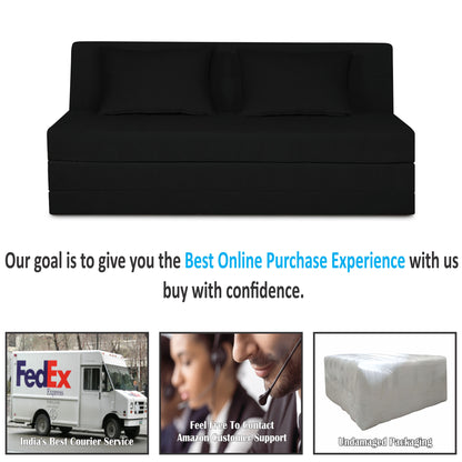 Adorn India Easy Highback Three Seater Sofa Cum Bed Decent 6' x 6' (Black) (1 Year Warranty)