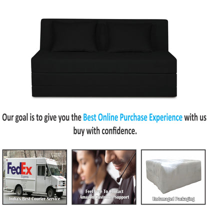Adorn India Easy Highback Three Seater Sofa Cum Bed Decent 5' x 6' (Black) (1 Year Warranty)