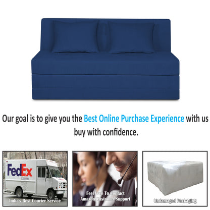 Adorn India Easy Highback Three Seater Sofa Cum Bed Decent 5' x 6' (Blue)