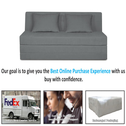 Adorn India Easy Highback Three Seater Sofa Cum Bed Decent 5' x 6' (Grey) (1 Year Warranty)