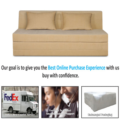 Adorn India Easy Highback Three Seater Sofa Cum Bed Decent 6' x 6' (Beige) (1 Year Warranty)