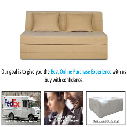 Adorn India Easy Highback Three Seater Sofa Cum Bed Decent 5' x 6' (Beige) (1 Year Warranty)