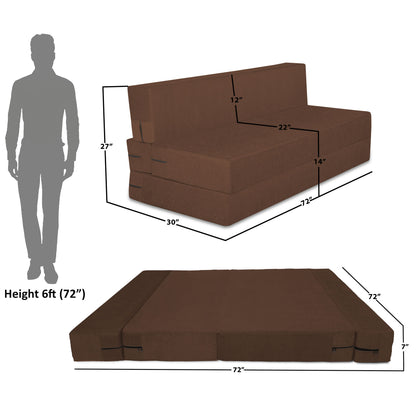 Adorn India Easy Three Seater Sofa Cum Bed Wave '6 x 6' (Brown)