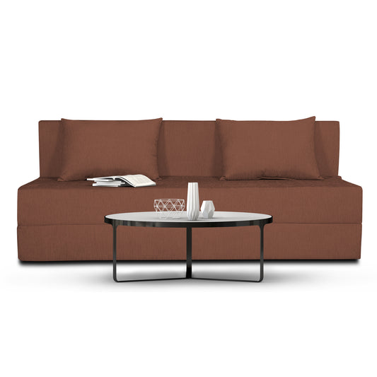 Adorn India Easy 4 Seater Sofa Cum Bed Alyn 6'x 6' (Brown) (1 Year Warranty)