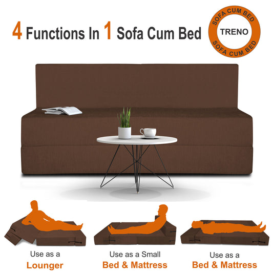 Adorn India Easy Treno 3 Seater Sofa Cum Bed Sit & Sleep Perfect for Guest, Colour Brown, 5'x6', (1 Year Warranty)