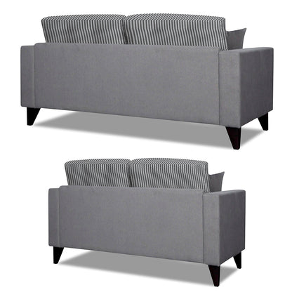 Adorn India Hector Stripes 3+2 5 Seater Sofa Set (Grey) Martin Plus (3 Year Warranty)