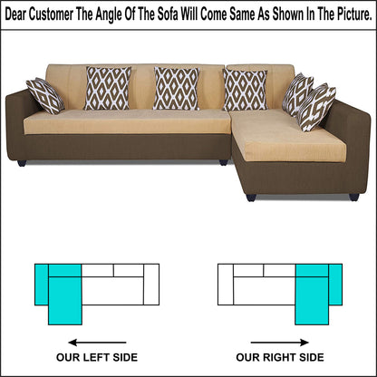 Adorn India Rio High Back L Shape 6 Seater Sofa Set (Right Hand Side) (Brown & Beige)