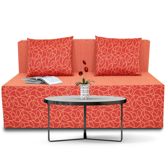 Adorn India Easy Two Seater Sofa Cum Bed Poly Cotton 4'X6' (Red)