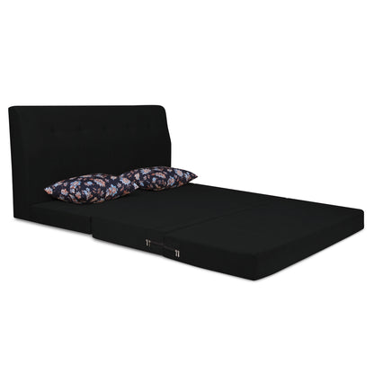 Adorn India Easy Highback Three Seater Sofa Cum Bed Floral 6' x 6' (Black) (1 Year Warranty)