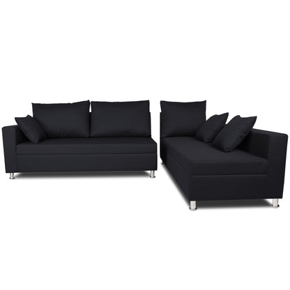 Adorn India Straight line L Shape Sofa (Black)