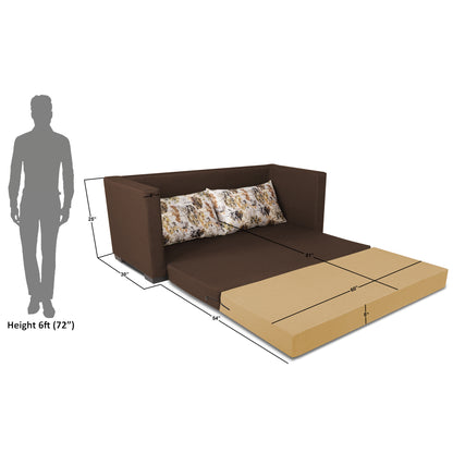 Adorn India Exclusive Two Tone Straight Line Three Seater Sofa Cum Bed (Brown & Beige)