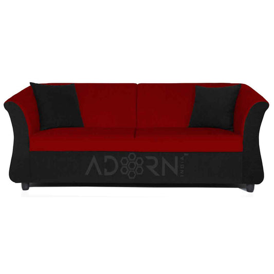 Adorn India Acura 3 Seater Sofa(Maroon & Black)