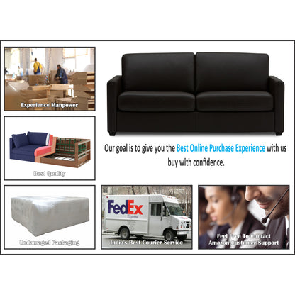 Adorn India Exclusive Flavio Leatherette 3+2 Sofa Set (Black)