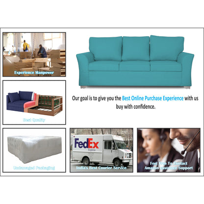 Adorn India Alexia 3+1+1 Sofa Set(Aqua Blue)