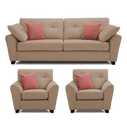 Adorn India Moris 5 Seater 3-1-1 Sofa Set (Beige) (3 Year Warranty)