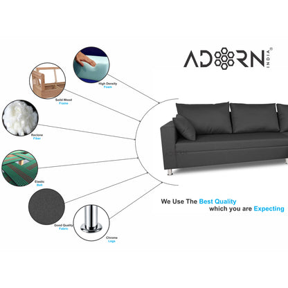 Adorn India Sal Straight line L Shape Sofa (Dark Grey)