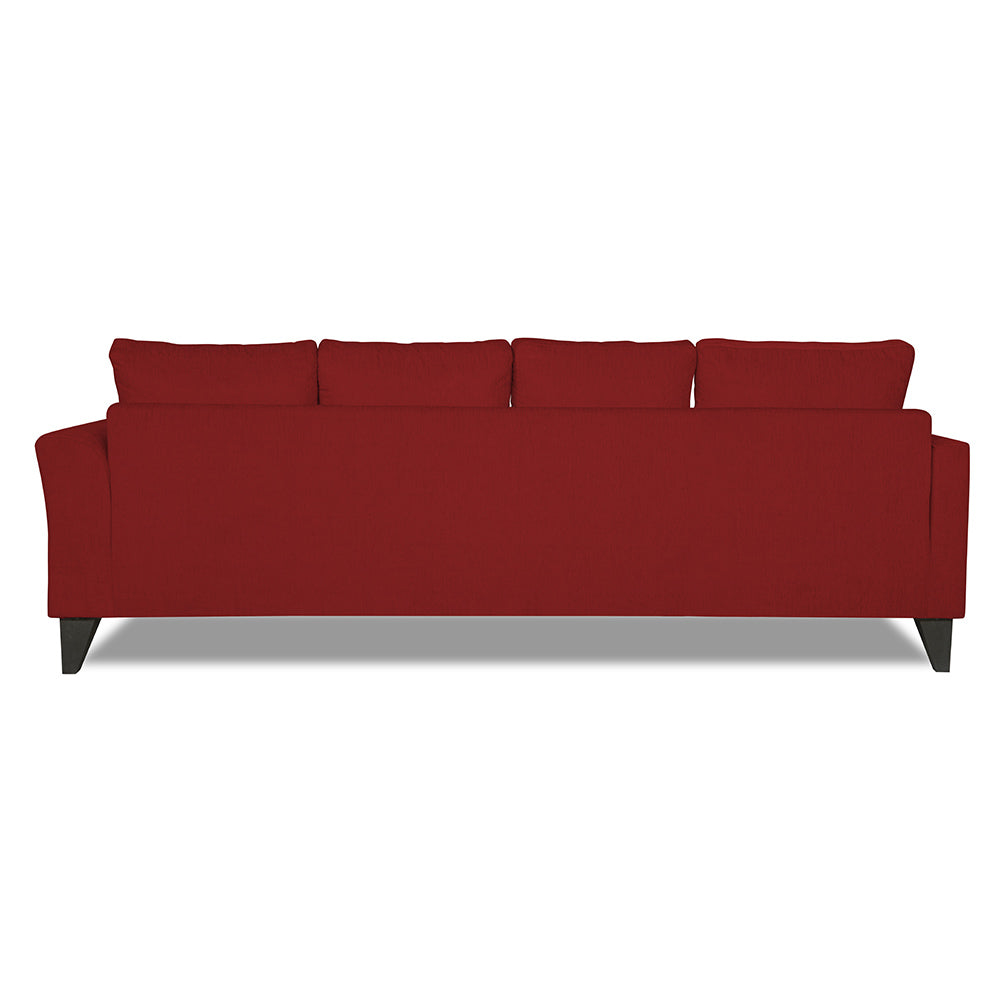 Adorn India Maddox Tufted L Shape 5 Seater Sofa Wood Sofa Set LHS (Maroon) (3 Year Warranty)