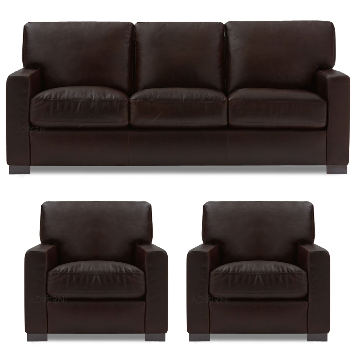 Adorn India Exclusive Rosina Leatherette 3-1-1 Sofa Set (Dark Brown)