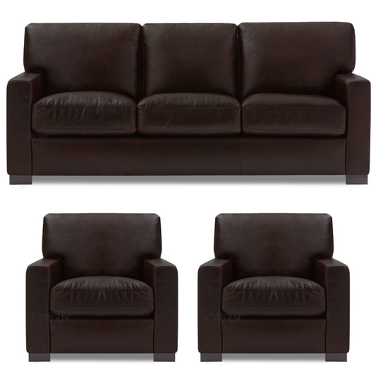 Adorn India Exclusive Rosina Leatherette 3-1-1 Sofa Set (Dark Brown)