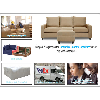 Adorn India Daffodil Three Seater Modular Sofa (Beige), Wood, Foam