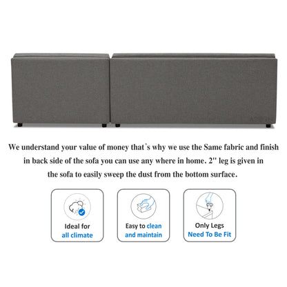 Adorn India Atlas Wood Modular Sofa Set (Light Grey) (3 Year Warranty)