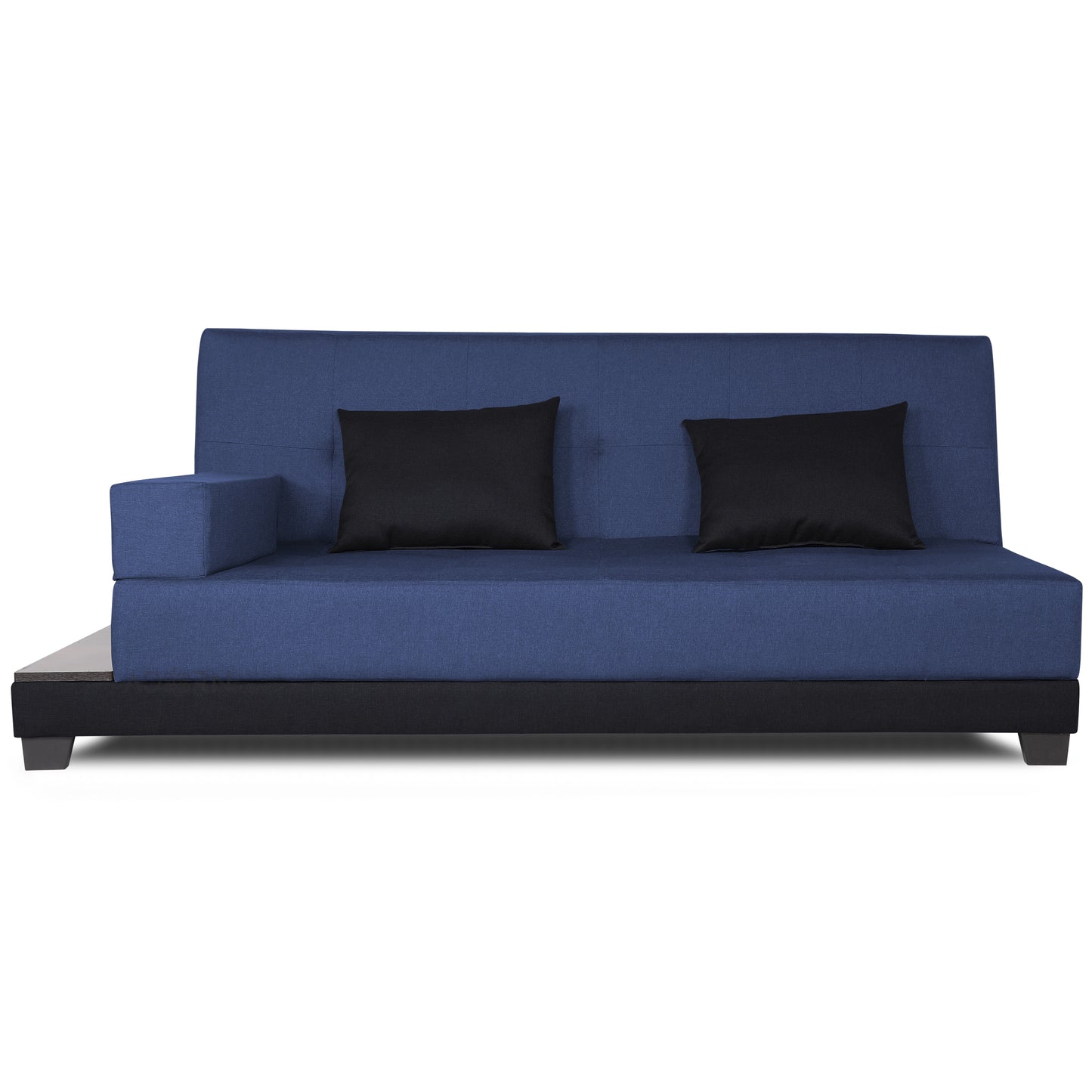 Adorn India Exclusive Two Tone Blake Three Seater Sofa Cum Bed (Blue & Black), Wood, Foam