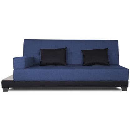 Adorn India Exclusive Two Tone Blake Three Seater Sofa Cum Bed (Blue & Black), Wood, Foam