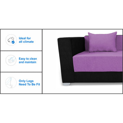 Adorn India Almond 3 Seater Sofa cumbed(Light Purple & Black)
