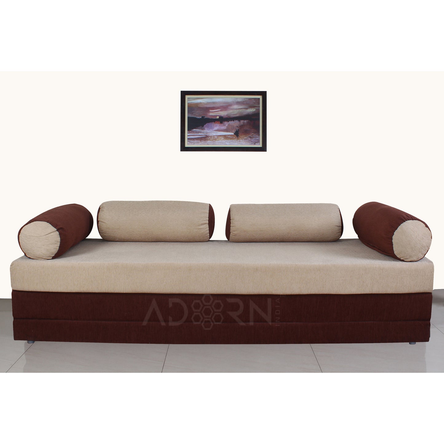 Adorn India Easy Fabric Deewan Cum Bed (Brown and Beige)