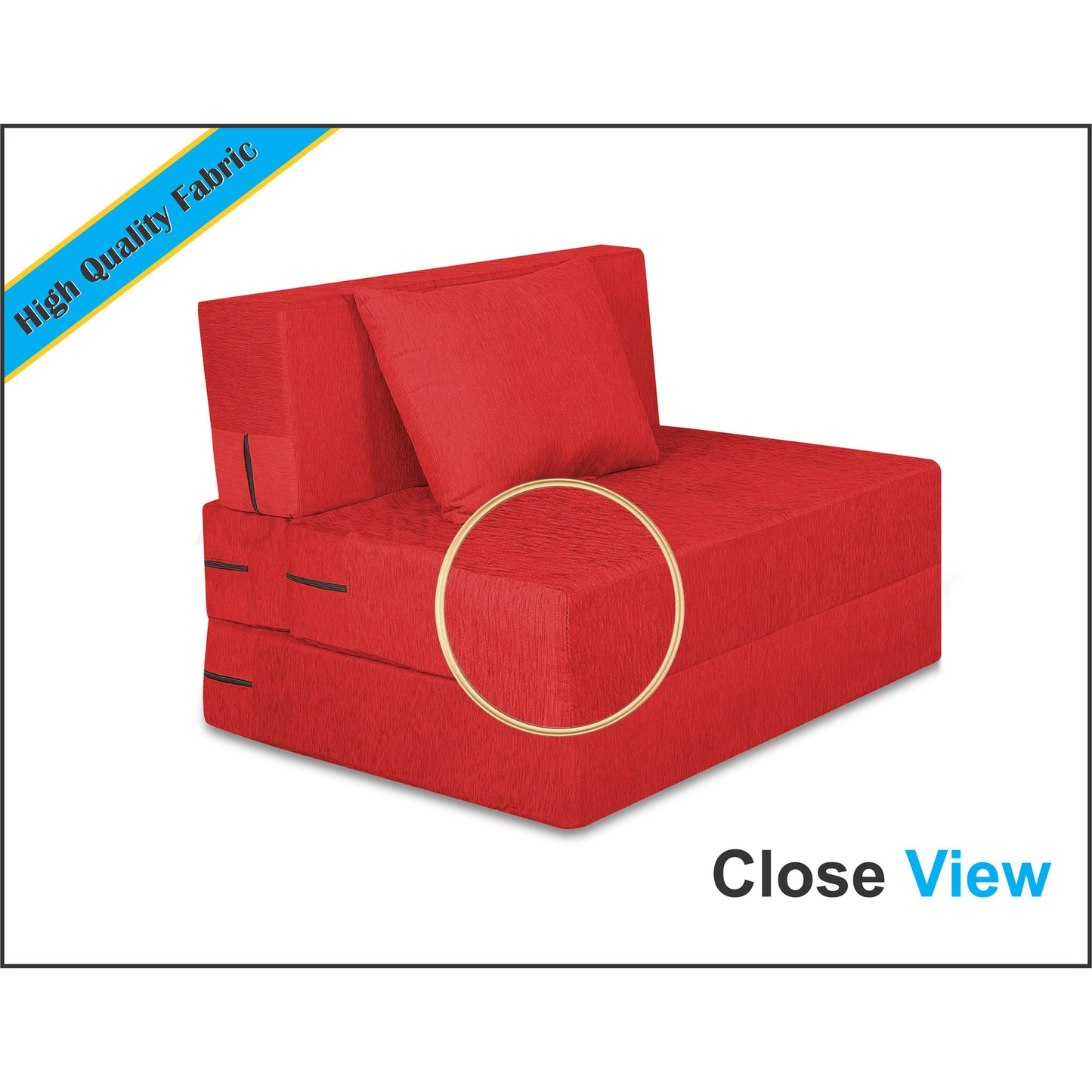 Adorn India Easy 2 Seater Sofa Cum Bed Alyn 3'x 6' (Red) (1 Year Warranty)